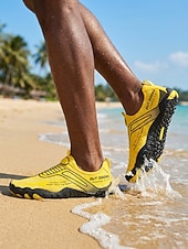 abordables Hommes-Chaussures aquatiques jaunes pour hommes - baskets minimalistes à séchage rapide - chaussures d'extérieur respirantes et antidérapantes pour les activités nautiques, les promenades sur la plage, la natation et les voyages de vacances