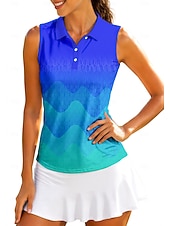 baratos tênis-Mulheres Geométrica Abstrato Tops Camisa Esportiva Camisa polo de caminhada Camisa de tênis Sem Manga Zíper Floral UPF50+ Resistente a UV Elasticidade Alta Pavio Humido Respirável Voleibal Tênis Golfe