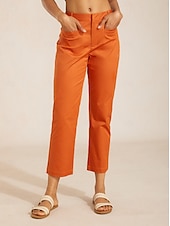 economico Pantaloni-pantaloni corti e affusolati in twill di cotone fine