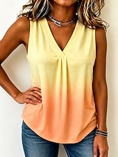 Per donna Canotta Grafico Gradiente di Colore Elegante Vintage Casual Senza Maniche Scollo a V Top Regolari Casuale Quotidiano Blu Giallo Viola Verde Estate Primavera