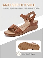 preiswerte Komfortsandalen-Braune, bequeme Keilsandalen für Damen mit Fußgewölbeunterstützung – leichte Sandalen mit verstellbarem Riemen für ganztägigen Tragekomfort und rutschfester Sohle, ideal zum Spazierengehen und Reisen.