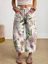  Mujer Perneras anchas pantalones Pantalones Cortos Vacaciones Vintage Casual Hasta el Tobillo Alta cintura Floral Graphic Estampado Confortable Comodidad Transpirabilidad Rígido Diario Exterior Calle