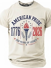  2026年7月4日 250周年 男性用 米国旗 1776年 Tシャツ 半袖 Tシャツ 3Dプリント クルーネック シャツ 愛国 日常 祭り ホワイト パープル グレー 夏 春 衣類 S M L XL XXL XXXL