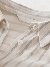 cheap Plain Blouses-Women's Shirt Button Up Buttons Striped Fashion Casual Short Sleeve Turndown Regular Tops Casual Apricot Summer Spring