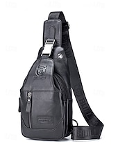 ieftine Genți de Băieți-geantă sling bărbătească din piele naturală - geantă vintage crossbody cu compartimente multiple &amp;capacitate mare, curea reglabilă pentru naveta de afaceri, călătorii &amp;casual de zi cu zi, culori