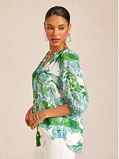 economico Bluse e camicie-Top in chiffon Mustang con grafica artistica