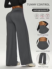 voordelige wijde pijpen en hoge taille-Dames Yoga broek Breed Been Vrijetijdsbroek Casual / sportief Volledige lengte Hoge taille Effen Comfortabel Comfort Zacht Hoge Elasticiteit Buitensporten Fitness Donker-Grijs Zwart Roze Wijn Lente