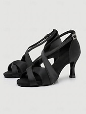 economico Scarpe per balli latini-Scarpe da ballo latino-americano da donna color champagne - eleganti scarpe da salsa con cinturino incrociato &amp;Sandali da tango con suola in finta pelle scamosciata per balli da sala, salsa, tango,