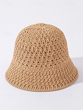 billige Ferietilbehør-dame vintage stråbøttehatt – håndvevd pustende solhatt, lett &amp;sammenleggbar, elegant strandhatt for sommerferier, reiser og utendørsaktiviteter
