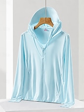 cheap Casual Jackets-Women's Casual Jacket Sun Protection Quick Dry Adjustable Casual Solid Color Casual Regular Hooded Regular Fit Long Sleeve Outerwear White Sky Blue Purple Summer Spring