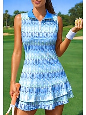 baratos Vestido Feminino-Mulheres Geométrica Vestido esportivo Vestido Polo de Tênis Sem Manga Quarter Zip Elástico Redutor de Suor Respirável Voleibal Tênis Golfe Colarinho Aberto para a Lateral Vestidos Rosa claro Vermelho