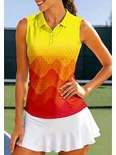 baratos tênis-Mulheres Geométrica Abstrato Tops Camisa Esportiva Camisa polo de caminhada Camisa de tênis Sem Manga Zíper Floral UPF50+ Resistente a UV Elasticidade Alta Pavio Humido Respirável Voleibal Tênis Golfe