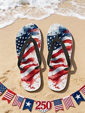  Tongs patriotiques pour femmes aux couleurs du drapeau américain – sandales de plage légères pour la fête nationale américaine. &voyage d'été