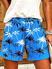 billiga Grafiska shorts-Dam Capribyxor Damasker Semester Vintage Hawaiisk Vadlängd Medium Midja Blommig Grafisk Tropisk Mönster Komfort Oelastisk Dagligen Utomhus Semester Gul Rubinrött Blå Sommar Vår Normal