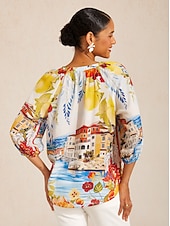 economico Bluse e camicie-top estivo in chiffon con maniche raglan Santorini