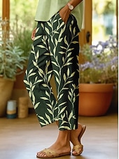 economico Pantaloni Grafici-Per donna Pantaloni casual Pantaloni Pantaloni a gamba dritta Dritto Vacanza Moda Streetwear Lunghezza intera Misura del girovita medio Floreale Grafico Foglia Tasca Elastico in vita Stampato Comodo