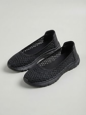 お買い得  レディーススニーカー-女性用ホワイト通気性メッシュスリッポンウォーキングシューズ - 一日中履ける軽量で快適なカジュアルフラットスニーカー、普段使い、旅行にも最適 &amp;アウトドアアクティビティ