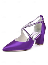 preiswerte Pumps mit Blockabsatz-Smaragdgrüne Satin-Pumps mit Blockabsatz – elegante Schuhe mit Strassriemen für Cocktailpartys und Abendveranstaltungen
