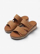 abordables Sandalias Cómodas-Sandalias negras cómodas para mujer con soporte para el arco del pie - correa ajustable en ancho. Sandalias cómodas para todo el día con suela antideslizante para caminar y viajar. &amp;ropa informal