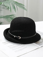 olcso Női kalapok-női bohém csomagolható napkalap - elegáns szőtt poliészter nyári strandkalap, összecsukható széles karimájú panamakalap nyaraláshoz, mindennapi viseletre, több színben