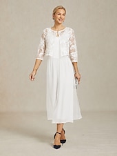cheap Jackets-Women's Jacket Wedding Lace Floral Casual / Daily Elegant Outerwear 3/4 Length Sleeve Summer White S
