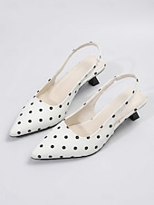 abordables Rétro des années 1950-Escarpins à pois vintage années 1950 pour femmes - escarpins rétro à bout pointu et petits talons avec bride élastique à l'arrière, parfaits pour les soirées rockabilly et les thés de gala. &amp;vêtements