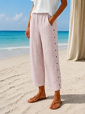 ieftine Pantalonii-Pentru femei chinez Pantaloni de vară Pantaloni harem Șic Stradă Casual Lungime totală Talie medie Dungi Buzunar Curea elastică Confortabil Confort Micro-elastic Zilnic Casă În aer liber Gri Deschis