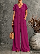 economico tuta da vacanza-Per donna Pantaloni Eleganti Streetwear Lunghezza intera Vita Alta Tinta unica Tasca Fibbia Inelastico Blu-verde Rose viola Nero Bianco Estate Primavera Vestibilità comoda