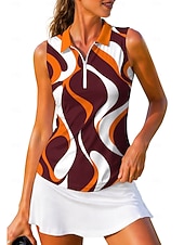 economico Camicia Donna-Per donna Geometrico Astratto Top Maglietta sportiva Polo da golf Maglia da tennis Senza Maniche Cerniera Floreale UPF50+ Resistente ai Raggi UV Alta elasticità Traspirante Tennis Golf Pickleball