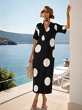 economico Abiti Floreali Stampati-Per donna Abito maxi Abito Camicia Vestito Estivo Abito Vintage Abito Formale Elegante Vacanza Vintage Manica al gomito Casa Lavoro Spiaggia Vestibilità regolare Grafico A Pois Astratto Manica Corta