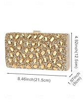 preiswerte Clutches &amp; Taschen für die Abendgarderobe-Luxuriöse Damen-Abendclutch mit Strasssteinen, goldfarbene, kristallverzierte Handtasche mit festem Rahmen und Kettenriemen für formelle Hochzeiten, Cocktailpartys und Galaveranstaltungen