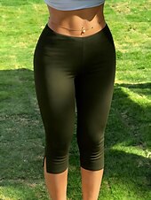 abordables Pantalon de jogging-Women's Yoga Pants Leggings Sport Stylish Capris Mid Waist Comfort High Elasticity Casual Gym Yoga Navy Grey Black White Summer Spring Slim Fit