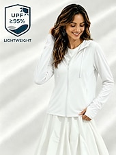 cheap Casual Jackets-Women's Casual Jacket Sun Protection Quick Dry Adjustable Casual Solid Color Casual Regular Hooded Regular Fit Long Sleeve Outerwear White Sky Blue Purple Summer Spring