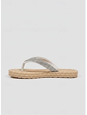 economico Infradito scivolosi-infradito da donna con strass scintillanti: comodi sandali bassi con suola in corda intrecciata, calzature estive casual per piscina, spiaggia e vacanze