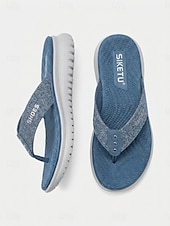 economico Sandali Comodi-Infradito da donna blu glitterate con supporto plantare, comode e leggere, con suola flessibile antiscivolo, ideali per l'uso quotidiano e per le gite in spiaggia. &amp;comfort per tutto il giorno