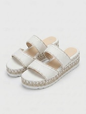 cheap Espadrille Sandals-Women's Boho Espadrille Sandals - Brown Suede Double Strap Platform Slides with Woven Stitching for Outdoor Resort, Beach Vacation &amp; Pool Party