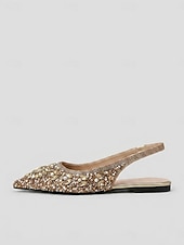 preiswerte Ballerinas für Damen-Glitzernde Strass-Slingback-Ballerinas für Damen – luxuriöse, mit Kristallen besetzte Brautschuhe mit spitzer Zehenpartie für Abendveranstaltungen und Galadinner &amp;Abend im Resort