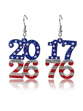  עגילי אקריליק פטריוטיים לנשים 1776 2026 עגילי הצהרה עם נצנצים בצבע דגל ארה"ב, קלילים אדומים לבן כחולים, תכשיטים ליום העצמאות, מסיבה אמריקאית 250, סגנונות מרובים