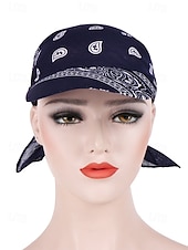 economico Cappelli da donna-Cappello da baseball da donna con bandana, traspirante, in poliestere, con laccetti posteriori, ideale come cappello da sole, con stampa paisley, perfetto per vacanze estive al mare, equitazione,