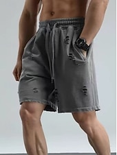economico Pantaloncini casual-Per uomo Shorts Pantaloncini Estivi Pantaloncini casual Pantaloncini con lavaggio acido Tasca Elastico in vita Tinta unita Lavato Comodità Traspirante Lunghezza al ginocchio Casuale All'aperto