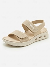 preiswerte Komfortsandalen-Komfortable Damen-Sandalen mit Mandelform und Fußgewölbeunterstützung – verstellbare, weite Wandersandalen mit Fußgewölbeunterstützung und gepolsterter Sohle &amp;Atmungsaktive Strickbänder für