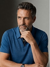 abordables Polo classique pour homme-Homme Chemise de golf Polos de Golf Occasionnel Travail Revers Manche Courte Basique Moderne Uni Boutons Poche Avant Été Printemps Coupe régulière Bleu Bleu Clair Bleu clair Chemise de golf