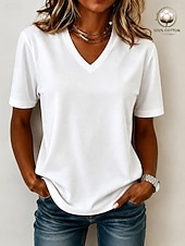  T-shirts pour femmes 100% coton - T-shirt basique de qualité à manches courtes et col en V