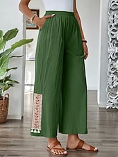 economico gamba larga e vita alta-Per donna Gamba larga Pantaloni boho Pantaloni casual Moda Streetwear Casual Lunghezza intera Vita Alta Semplice Tasca Fascia Elastica Comodo Comodità Morbido Elasticizzato All'aperto Vacanza