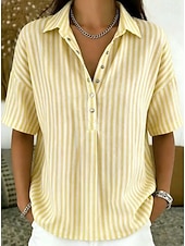  Mulheres Camisa Social Listrado Férias Moda Diário Sem Manga Aberto para a Lateral Tops regulares Casual Diário Amarelo Verde Claro Rosa Vermelho Marron Verão Primavera