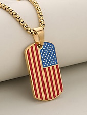 billige Tilbehør-Herrekjede med USA-flagg i rustfritt stål - patriotisk militæranheng i flere farger til amerikansk 250-årsjubileum, uavhengighetsdagen og utendørssport &amp;veteran gift
