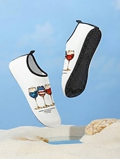 tanie Kobiety-Damskie patriotyczne buty do wody w kształcie kieliszka do wina – lekkie, szerokie, szybkoschnące, plażowe skarpetki w stylu amerykańskim, idealne na Dzień Niepodległości, plażę i basen &amp;sporty wodne
