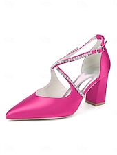 preiswerte Pumps mit Blockabsatz-Smaragdgrüne Satin-Pumps mit Blockabsatz – elegante Schuhe mit Strassriemen für Cocktailpartys und Abendveranstaltungen