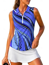 abordables Camisa de Mujer-Mujer Geométrico Abstracto Tops Camisa deportiva Camisas de polo Camiseta de tenis Sin Mangas Cremallera Floral UPF50+ Resistente a los rayos UV Alta elasticidad Dispersor de humedad Transpirable
