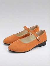 baratos Sapatilhas de mulher-Sapatilhas Mary Jane femininas roxas - sapatos de camurça sintética com tira ajustável, calçados casuais leves para o trabalho e viagens. &amp;uso diário
